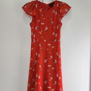 Floral Red Banana Republic Midi Dress